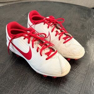 Nike Red and White Softball Shoes